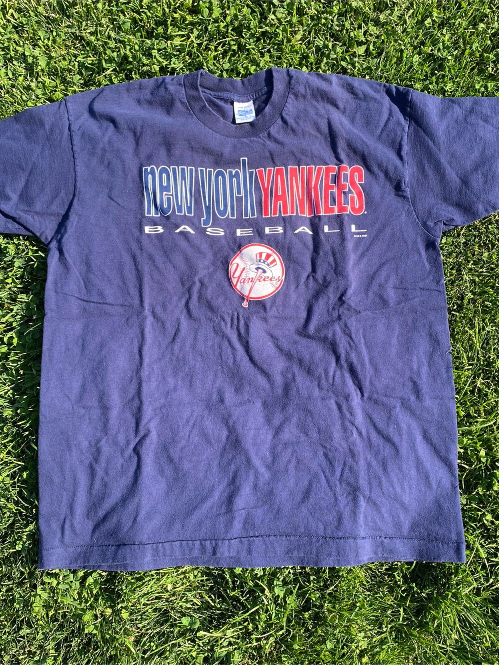 Vintage New York Yankees 1994 T Shirt Navy Blue Baseball Single Stitch